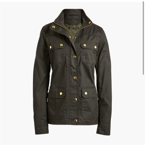 J Crew coated twill jacket Olive green - Picture 1 of 11